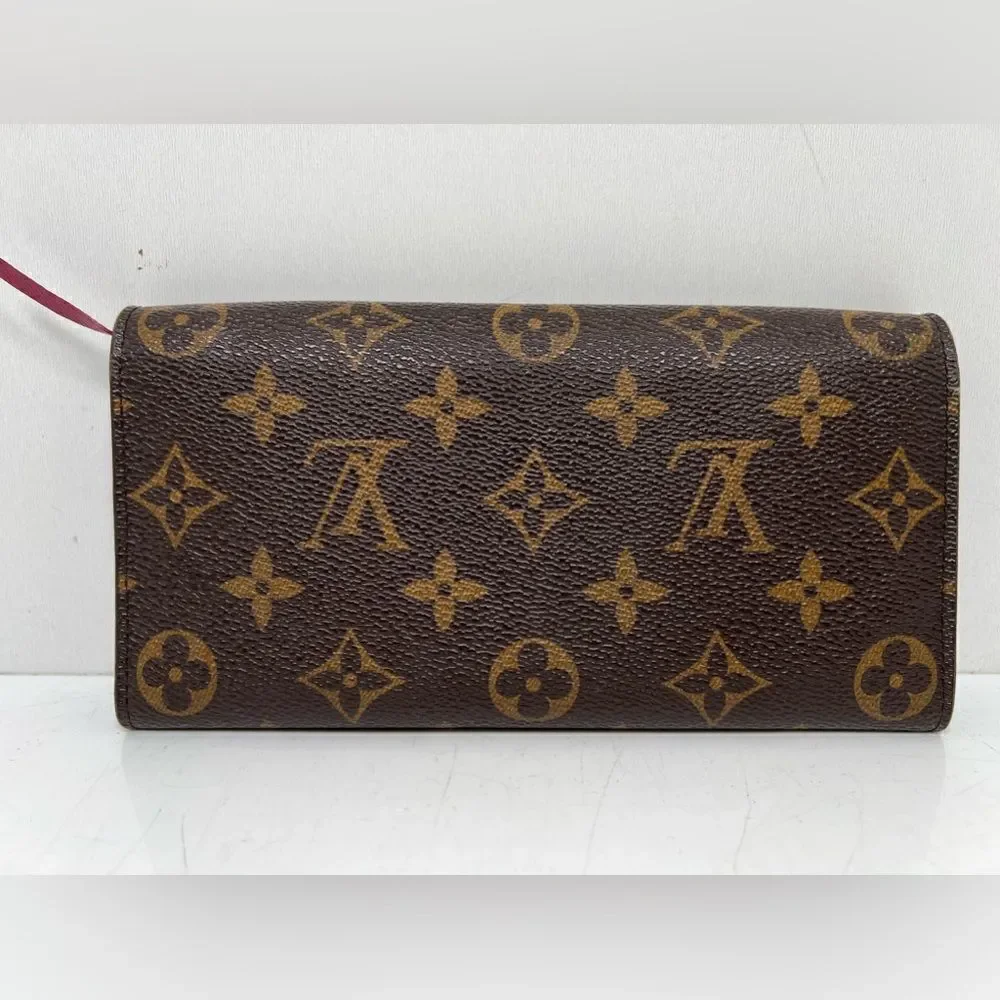Louis Vuitton Brown Monogram Canvas Red Emilie Wallet